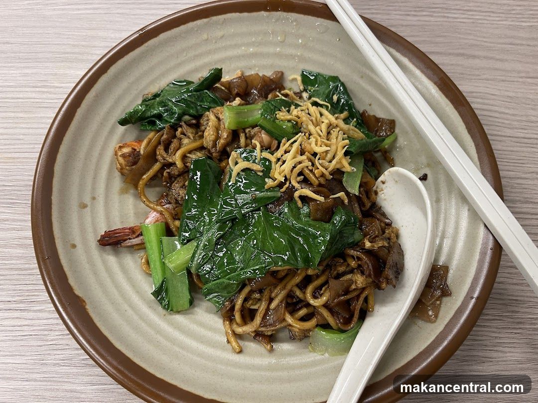 Plate of Noodles with Shrimp and Greens
