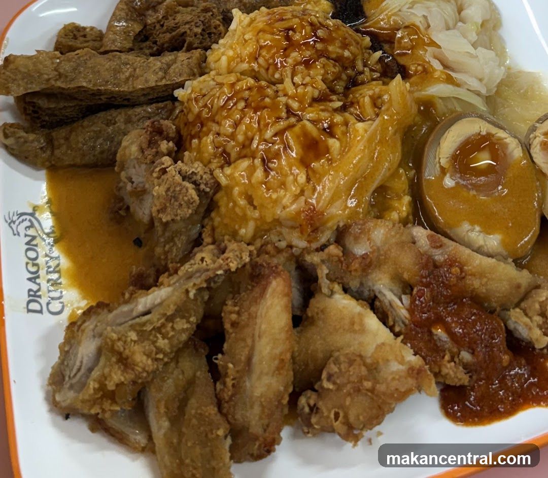 Curry Rice with Fried Chicken and Other Sides