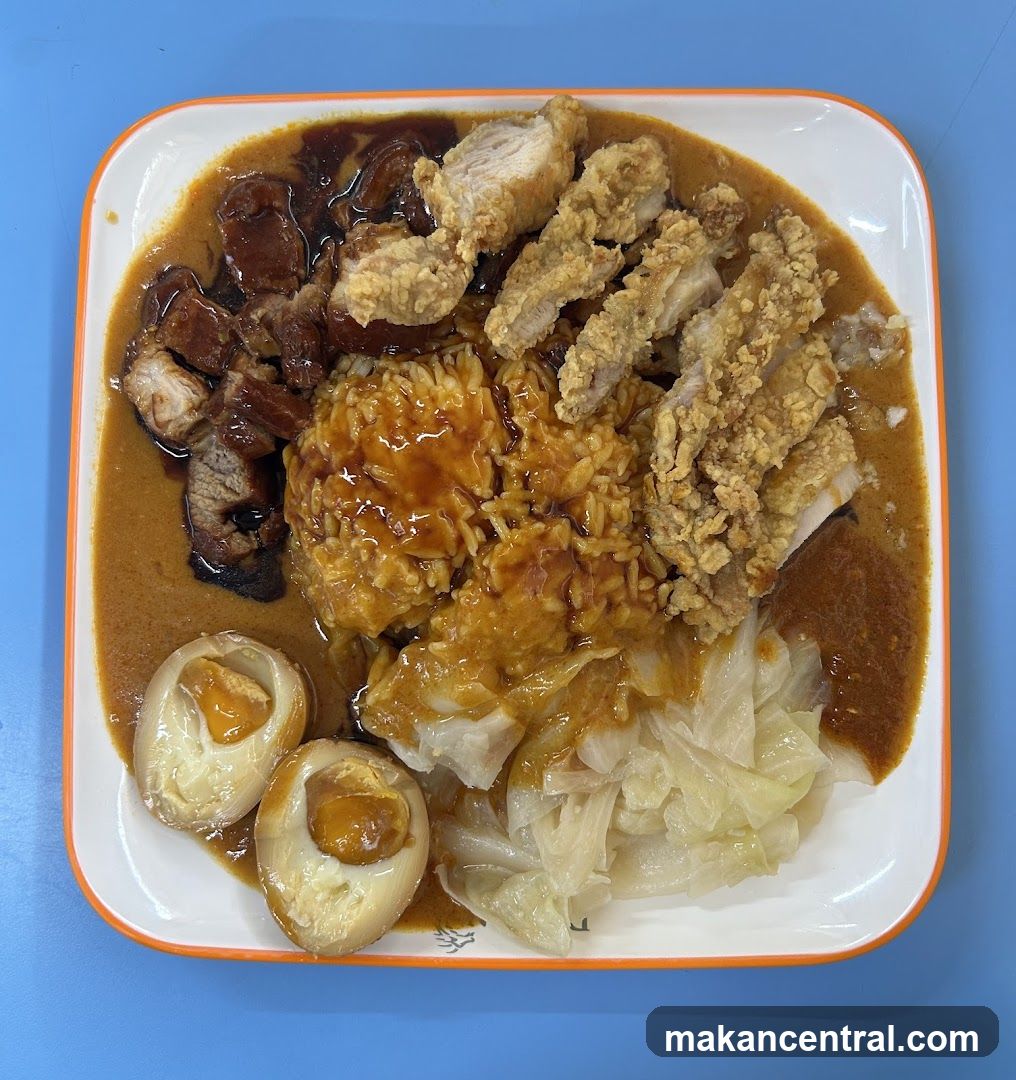 Rice dish with various toppings