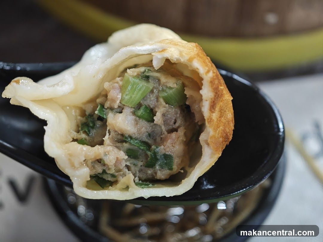 Close-up of a Pan-Fried Dumpling