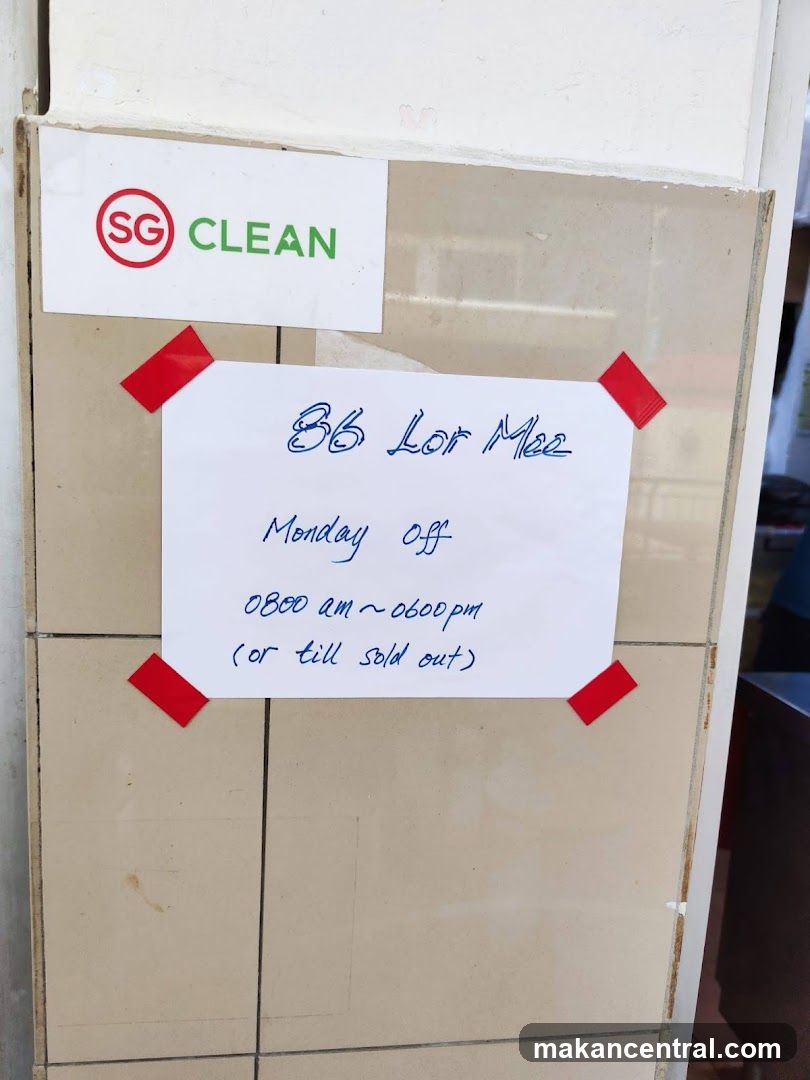 Sign with operating hours