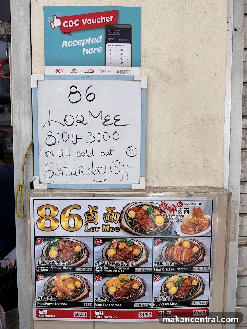 86 Lor Mee Menu