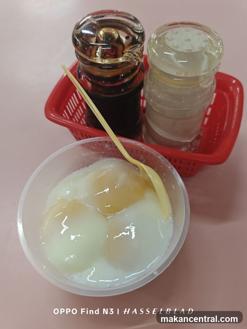 Soft-boiled eggs with condiments