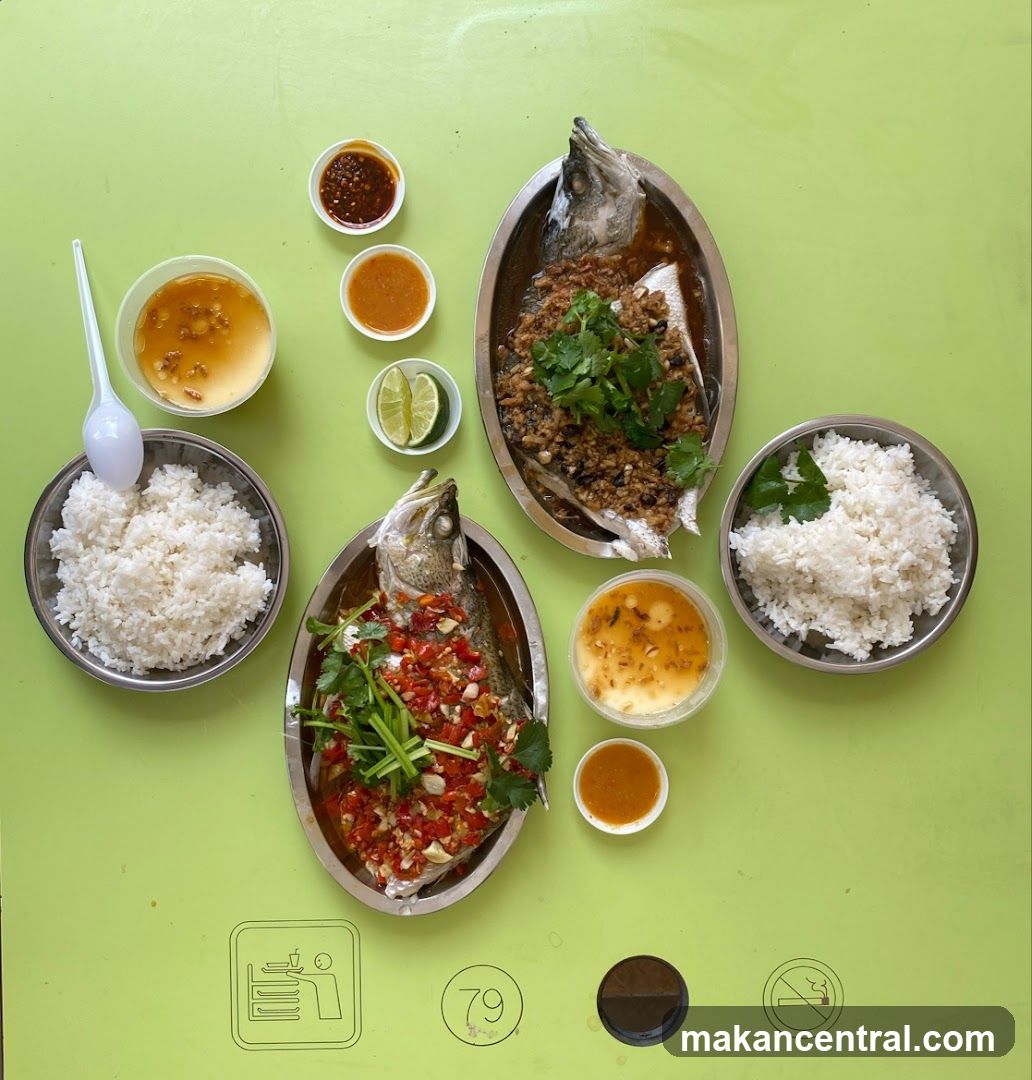 Steamed Fish with Rice and Sides