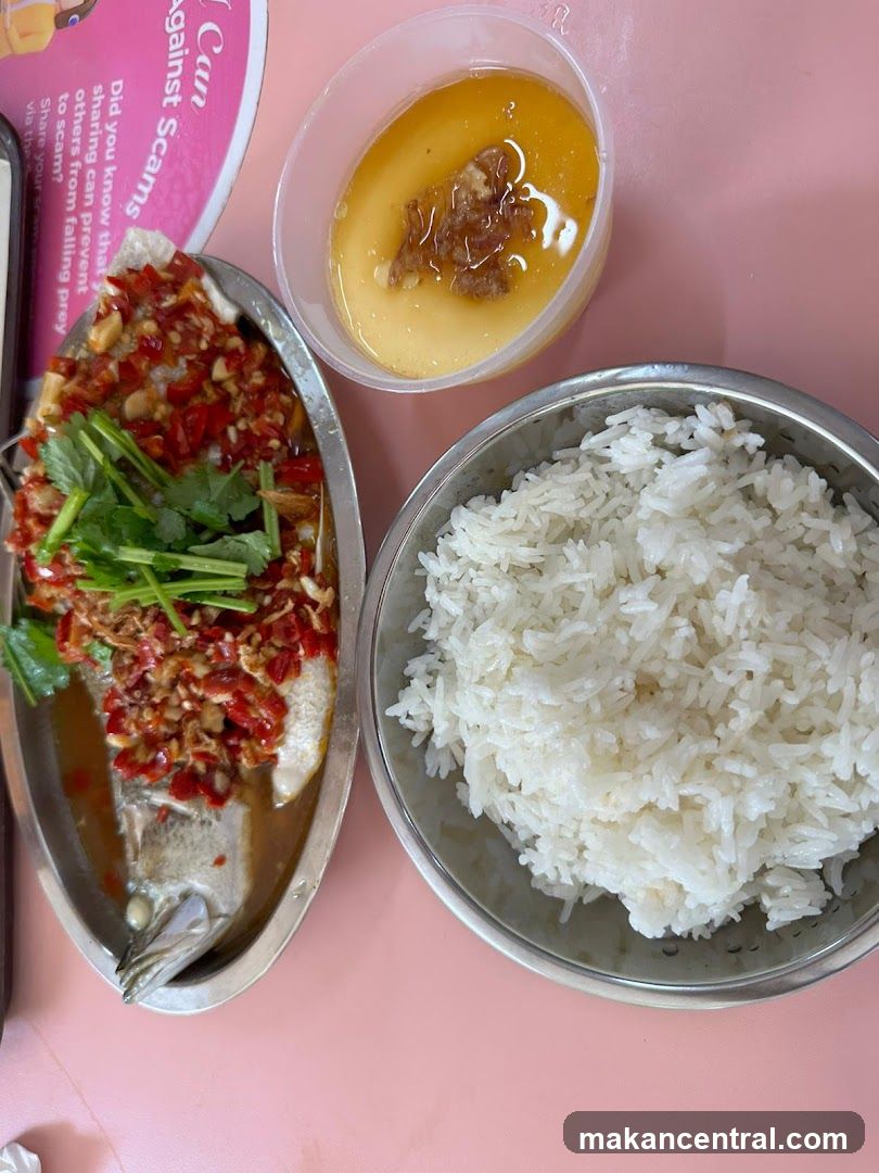 Steamed Fish with Rice and Egg Custard