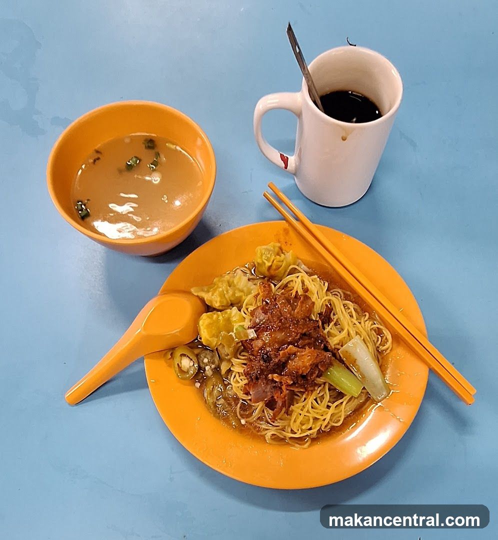 Noodles with Wontons and Coffee