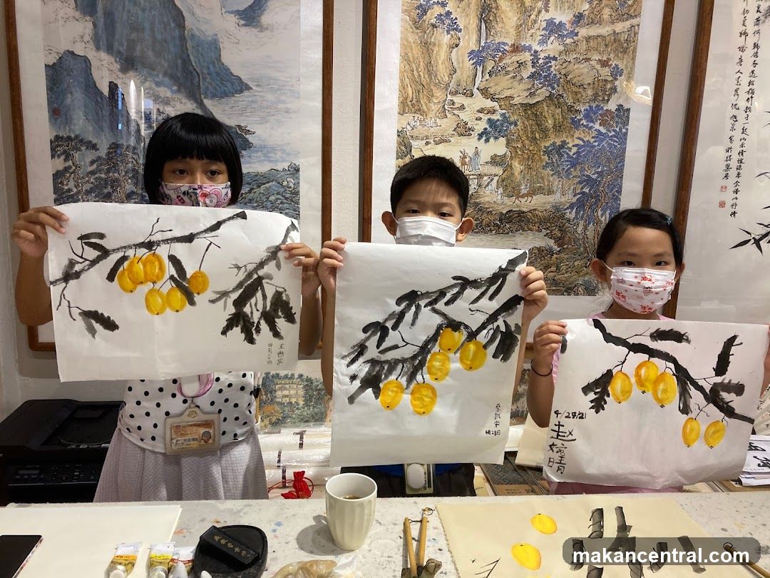 Children Displaying Chinese Ink Paintings