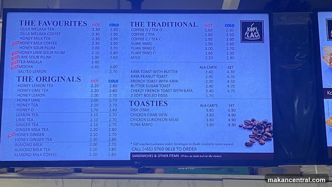 Kopi Place Menu