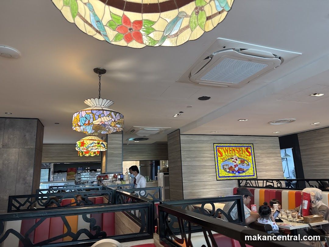 Restaurant Interior with Stained Glass Lamps