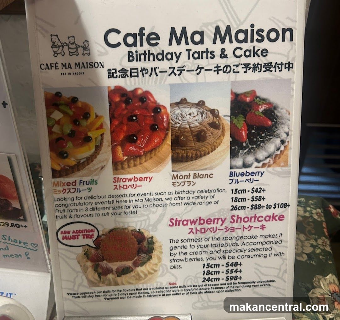 Cafe Ma Maison Birthday Tarts & Cake