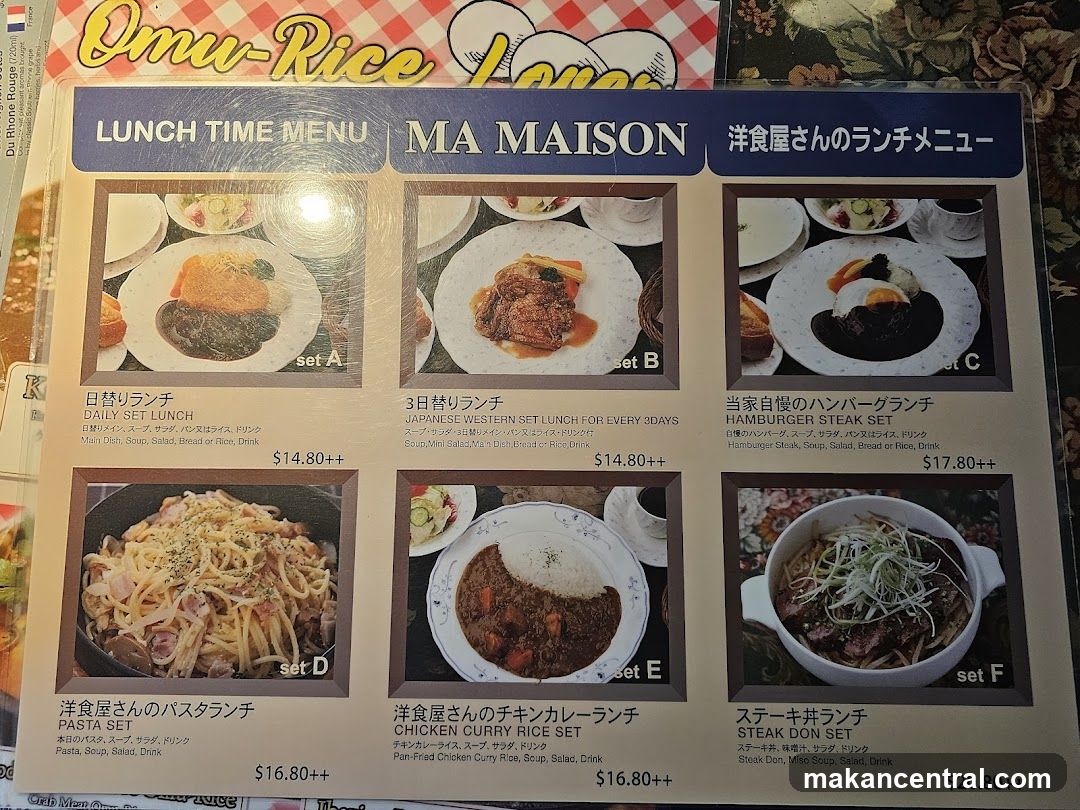 LUNCH TIME MENU MA MAISON