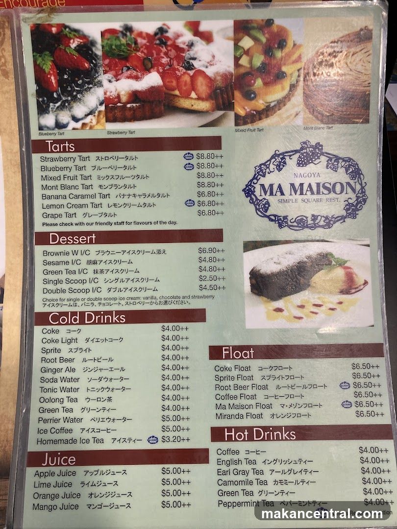 MA MAISON Menu