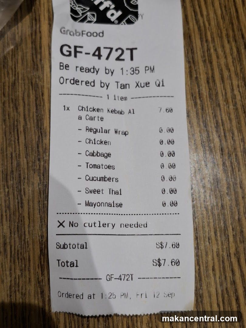 GrabFood Order Receipt