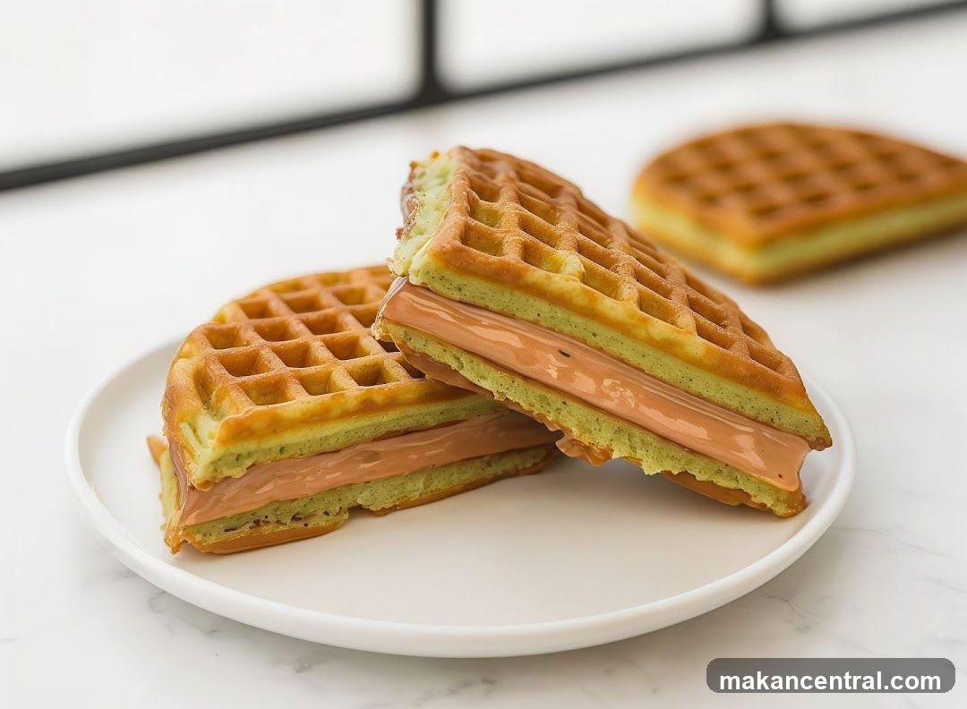 Matcha Waffles with Cream Filling