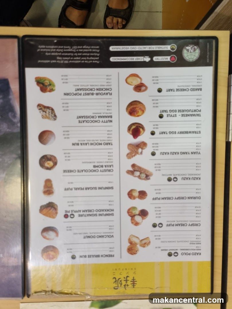 Shinfuni Menu