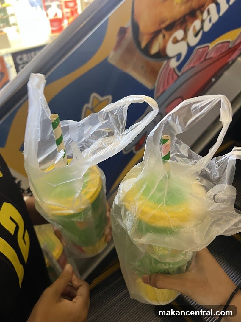 Two drinks in plastic bags