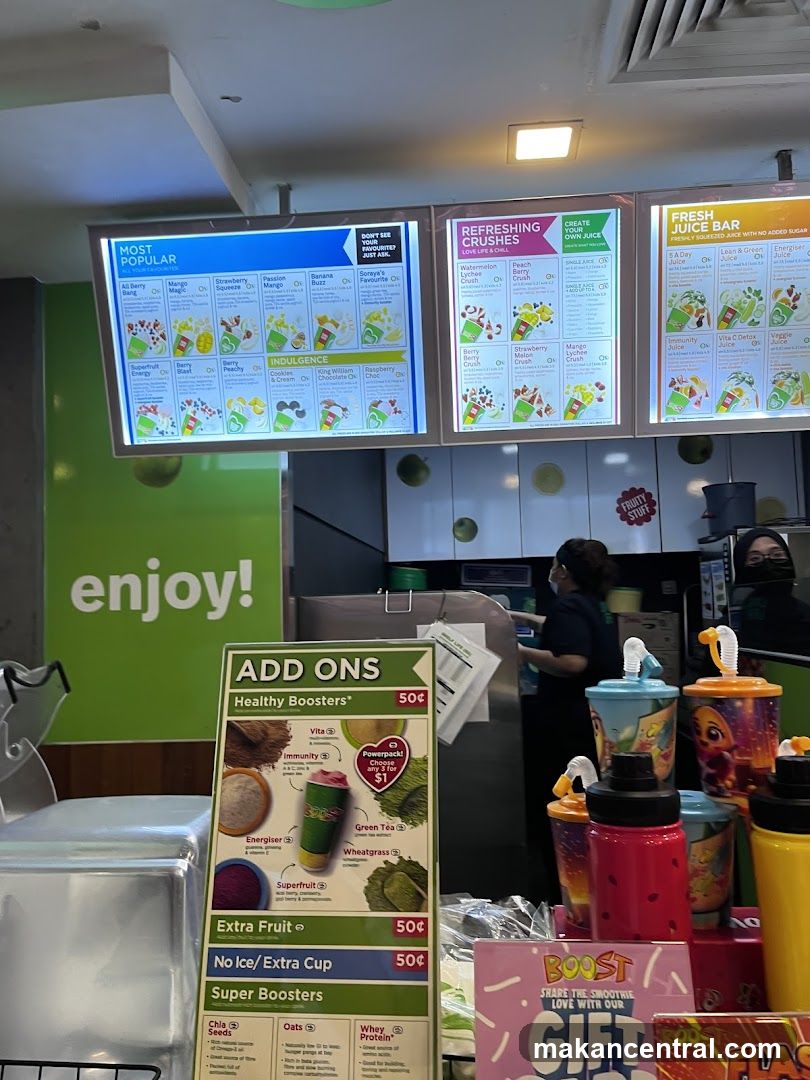 Juice Bar Menu and Add-ons
