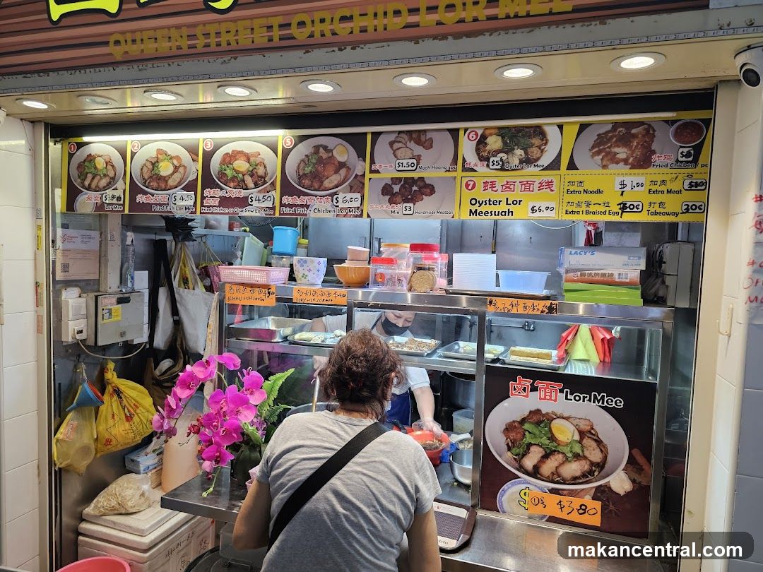 Food stall with menu and food displays