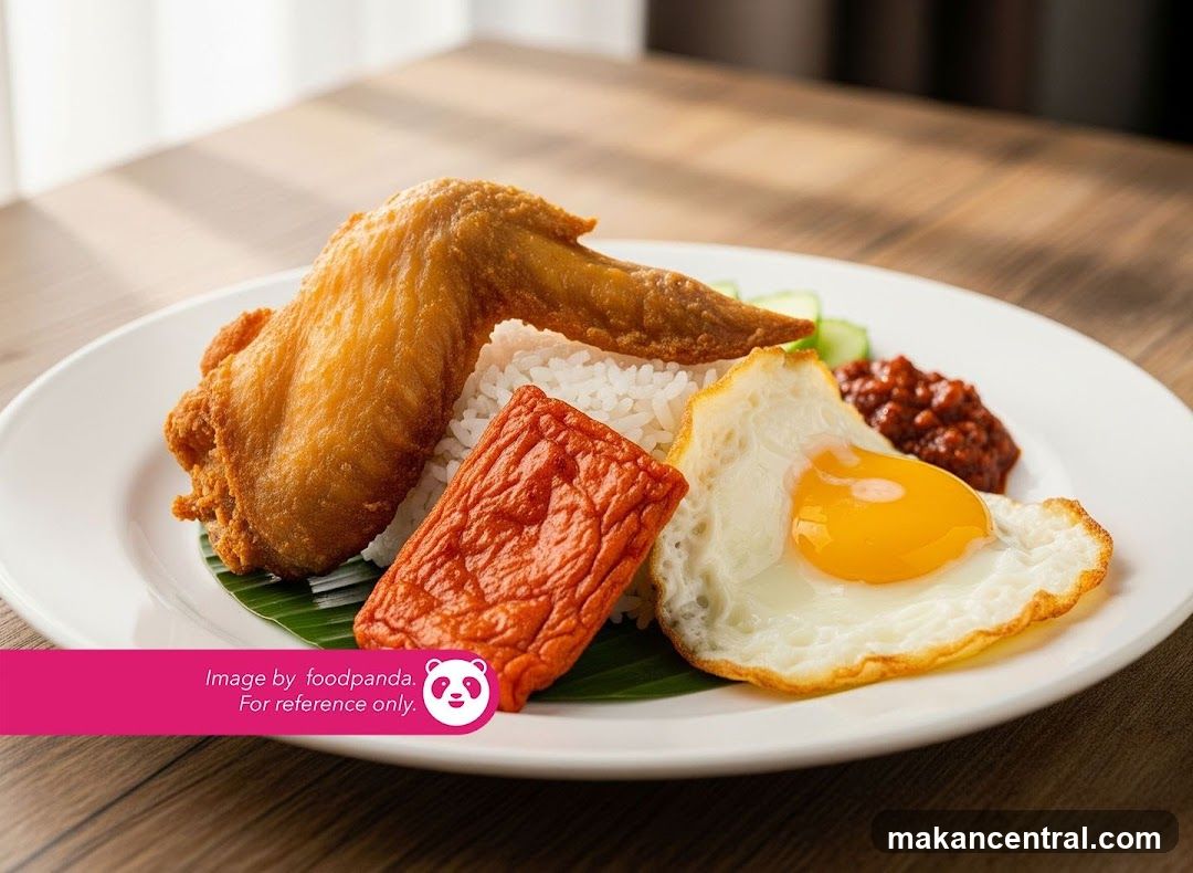 Nasi Lemak with Fried Chicken Wing