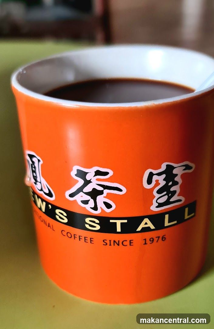 Coffee in a branded mug