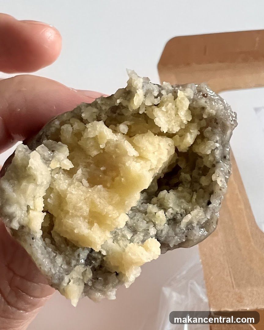 Close-up of a pastry with filling