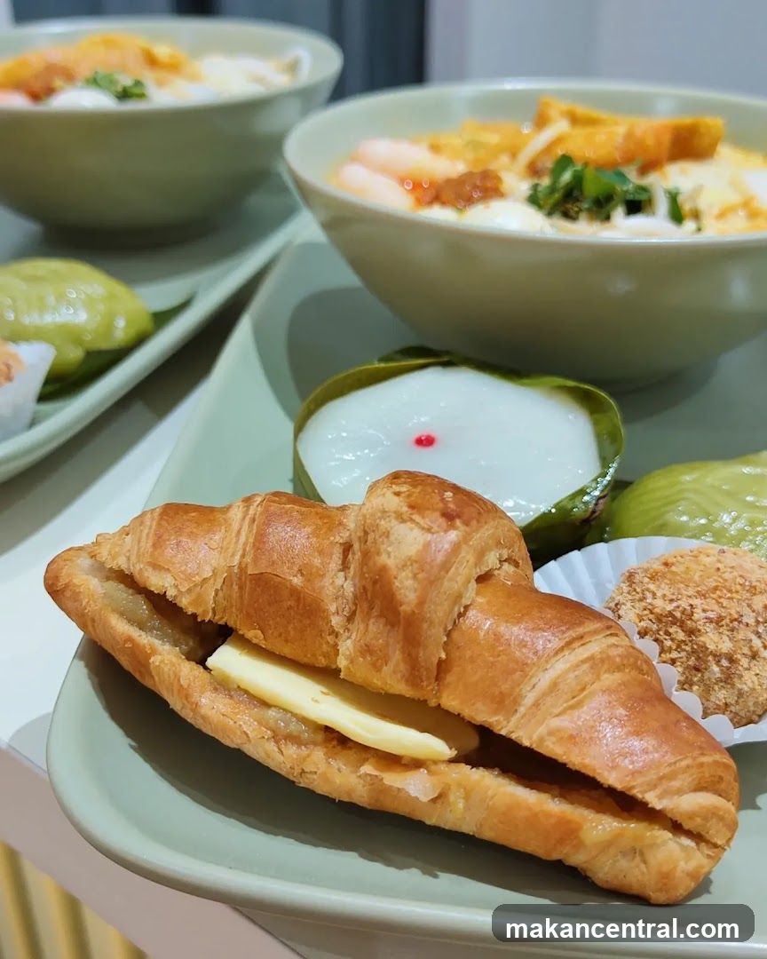 Croissant with Butter and Assorted Desserts