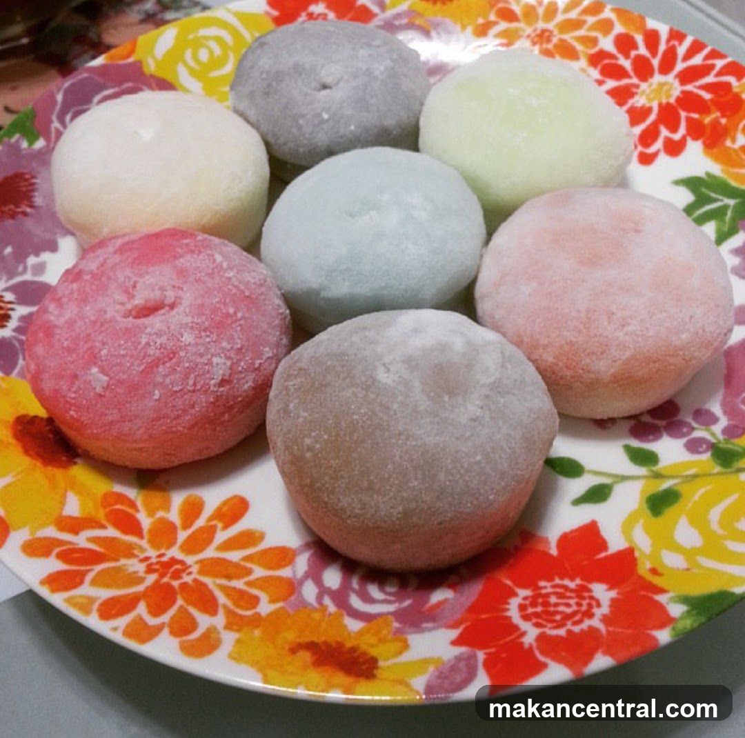 Assorted Mochi on a Floral Plate