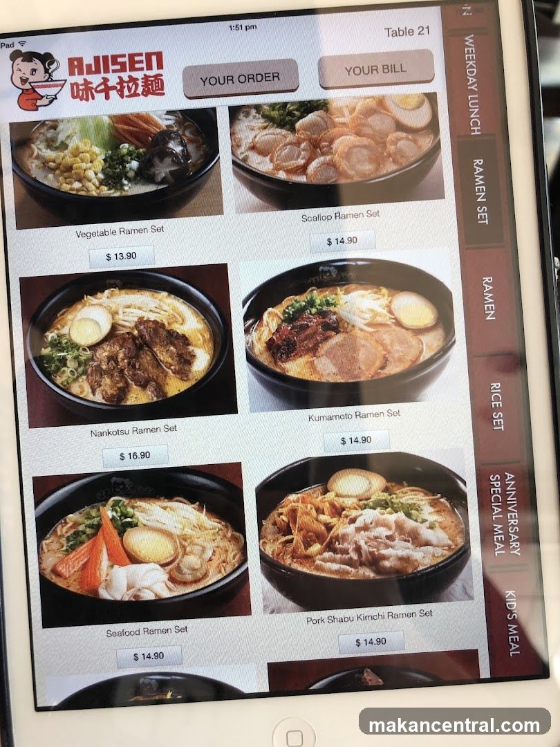 Ajisen Ramen Menu