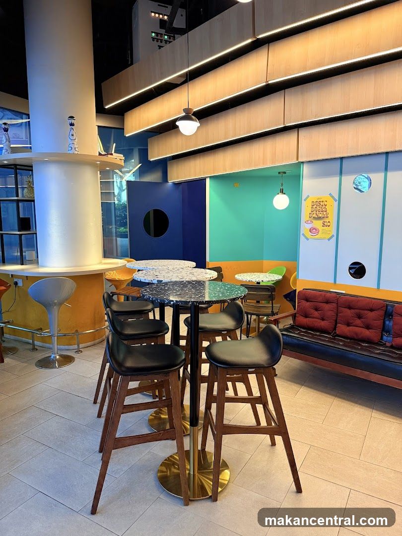 Modern Cafe Interior with Bar Seating