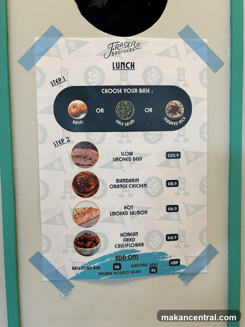 Fraser St Brothers Lunch Menu