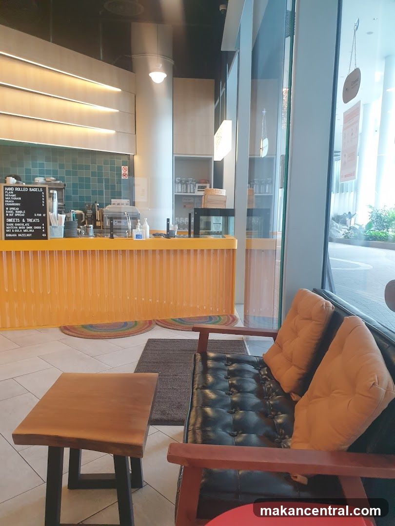 Cafe Interior with Seating and Counter