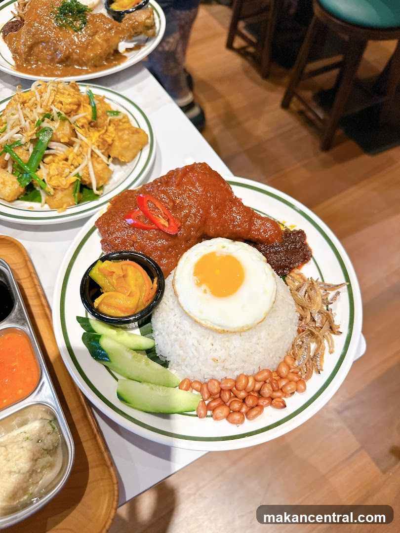 Nasi Lemak with Chicken and Sides