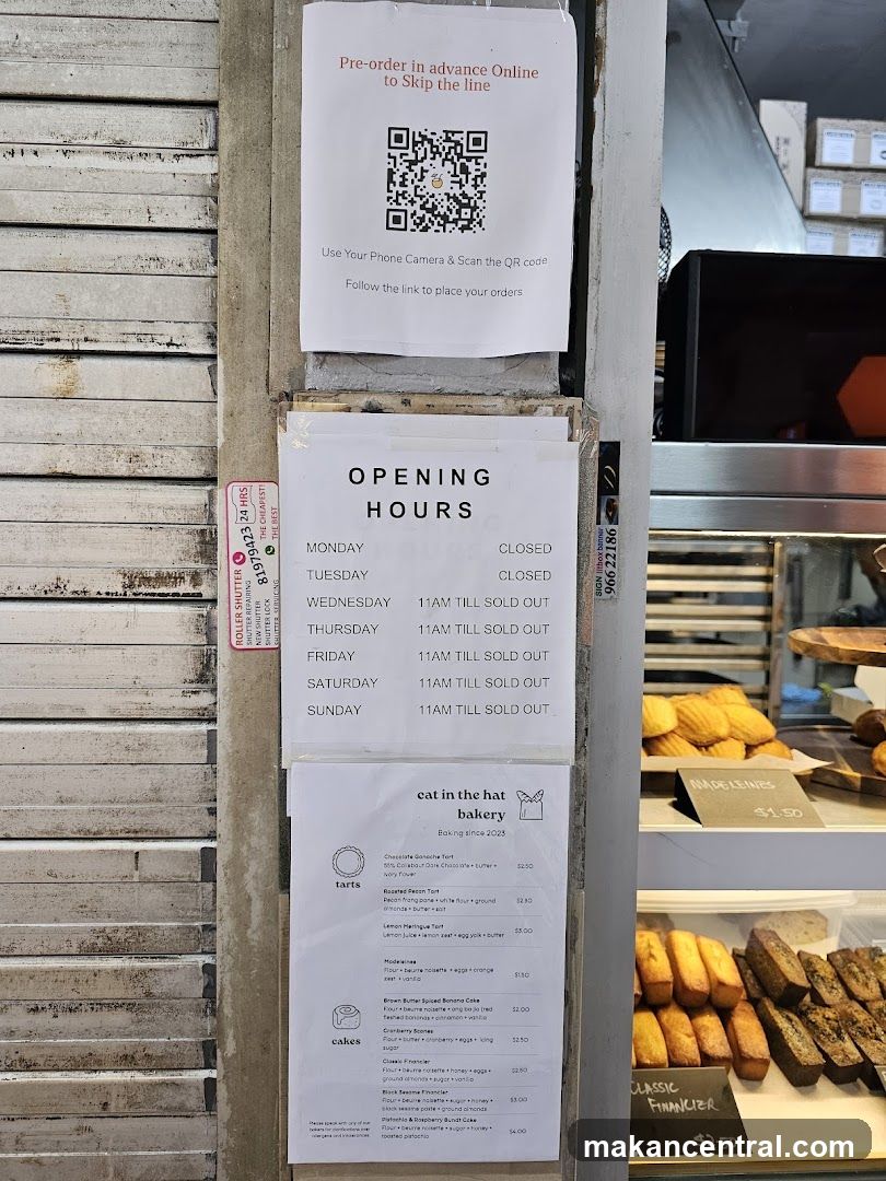 Bakery Menu and Hours