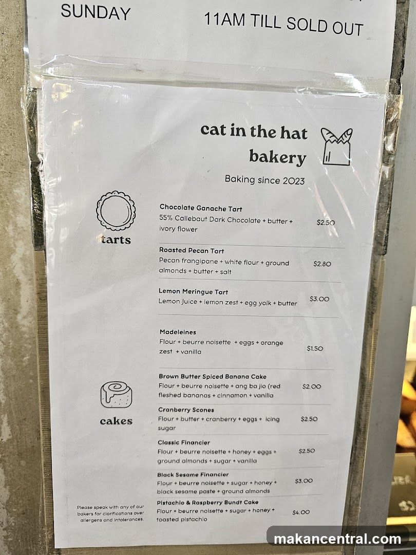 Cat in the Hat Bakery Menu