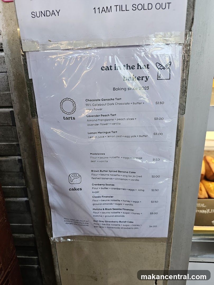 Cat in the Hat Bakery Menu
