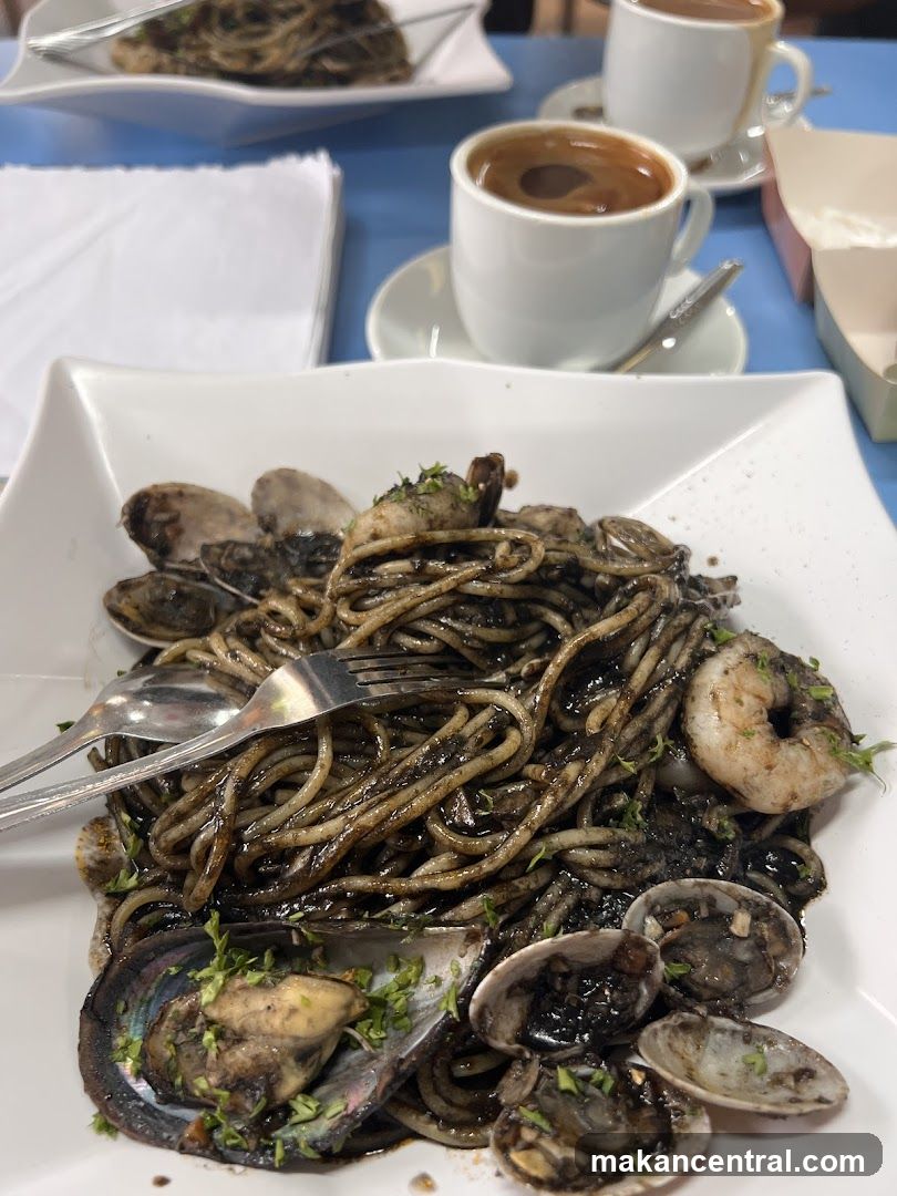 Seafood Pasta and Coffee