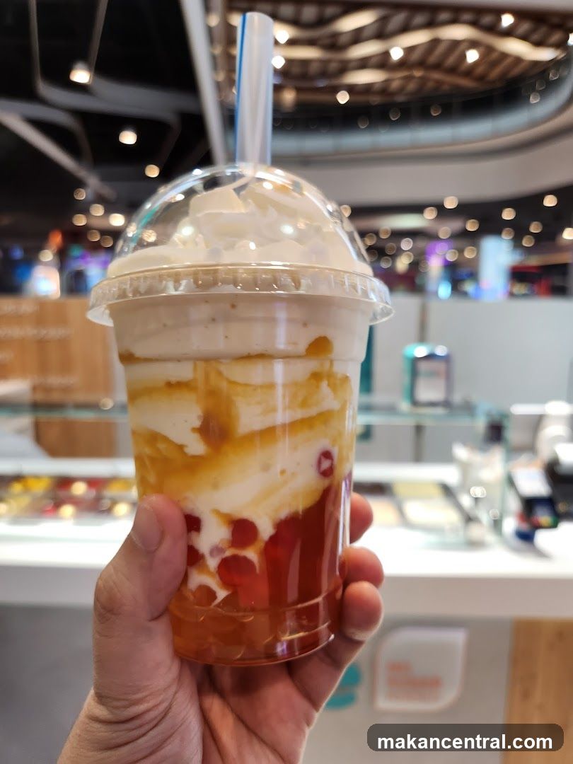 Dessert Drink with Whipped Cream and Boba