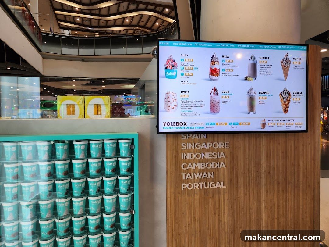 Yolebox Frozen Yogurt and Ice Cream Menu