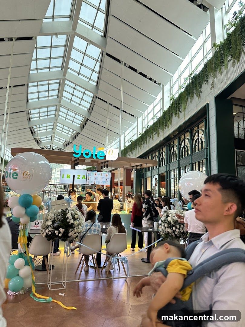 Dessert shop interior with customers