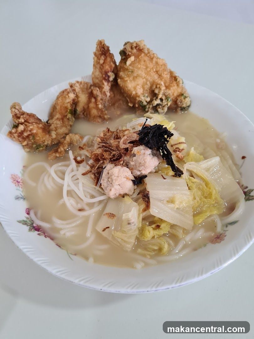 Noodle Soup with Fried Chicken Wings