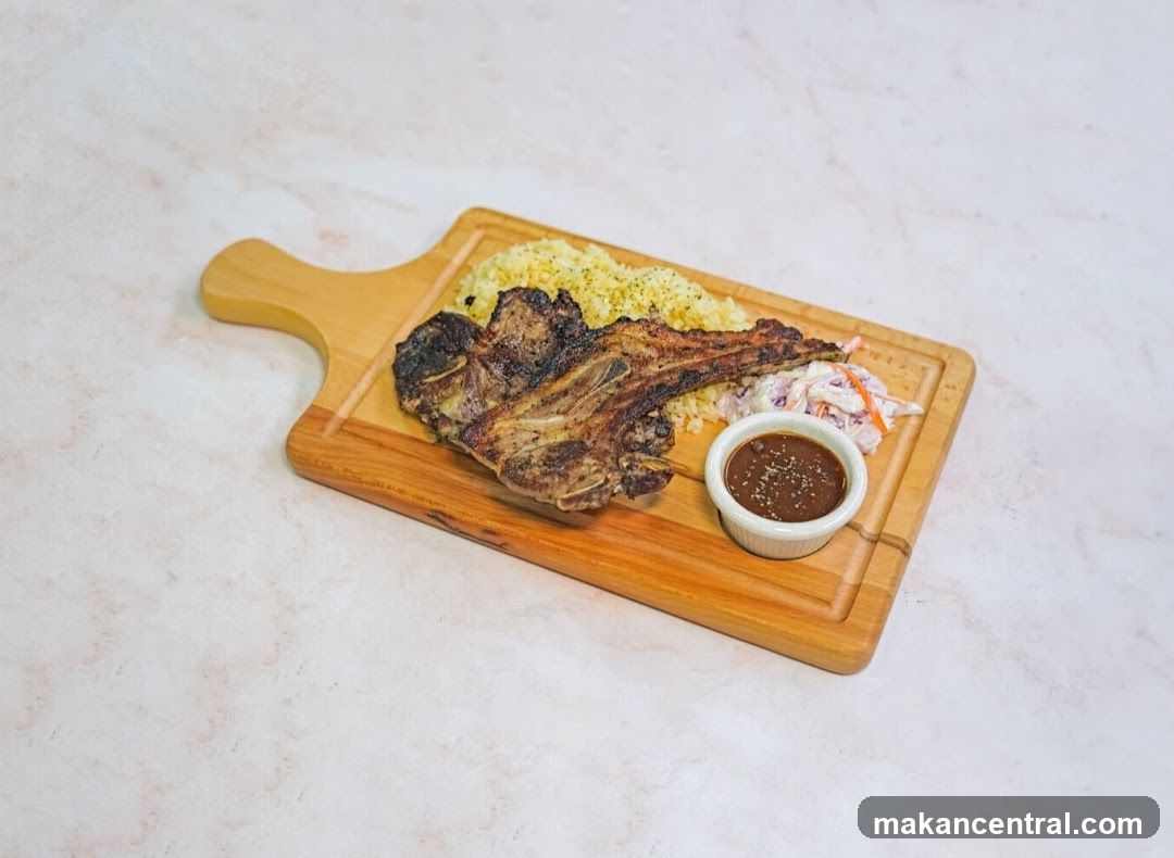 Grilled Lamb Chops with Rice and Coleslaw