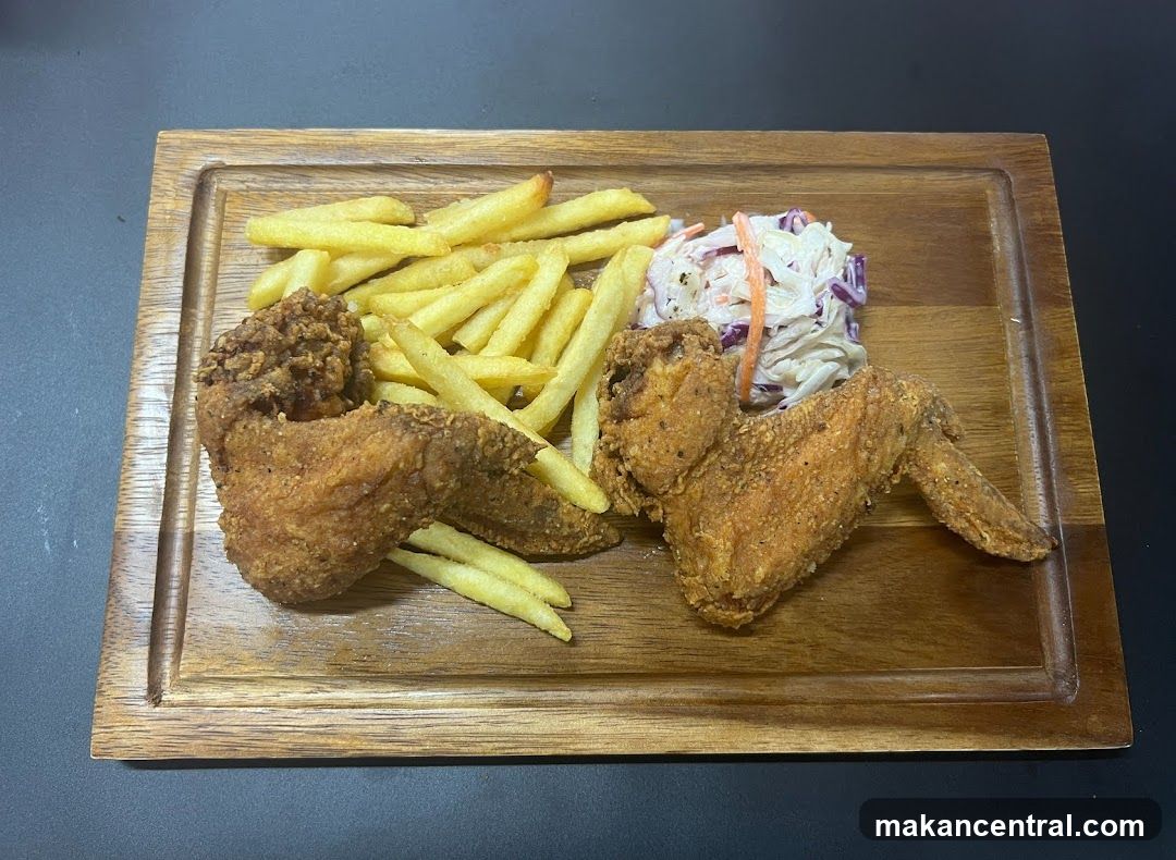 Fried Chicken Wings with Fries and Coleslaw
