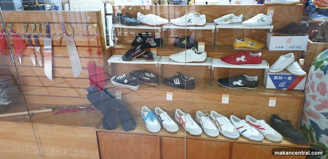 Martial Arts Footwear and Weapons Display