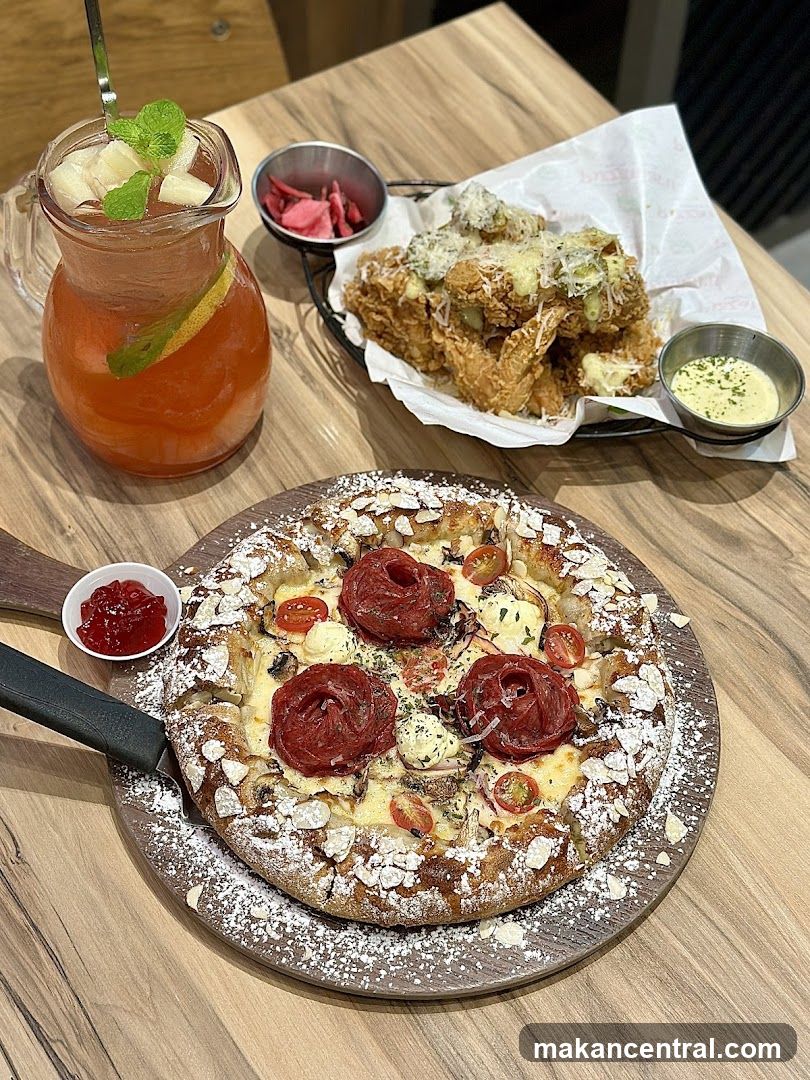 Pizza, Fried Chicken, and Drink