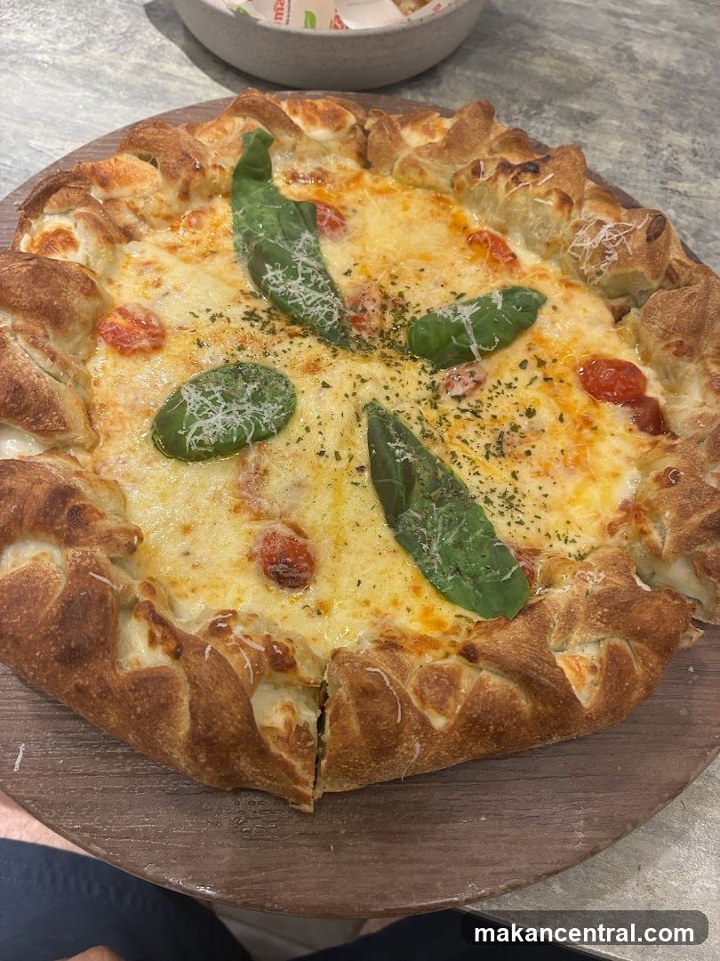 Pizza with cheese and tomatoes