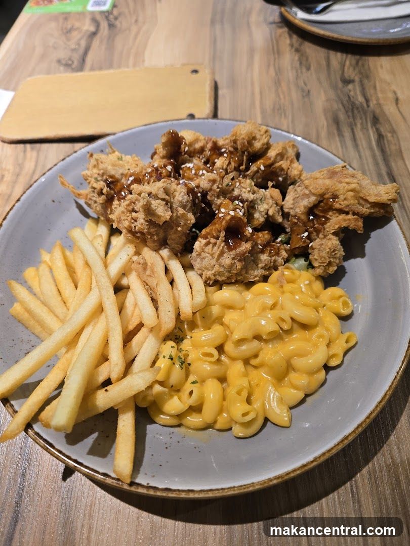 Fried Chicken with Fries and Mac and Cheese