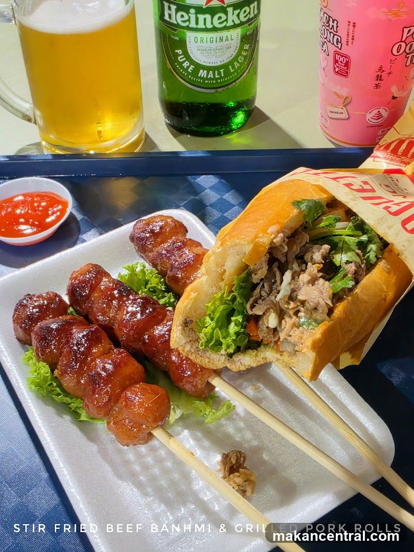 Stir Fried Beef Banhmi & Grilled Pork Rolls