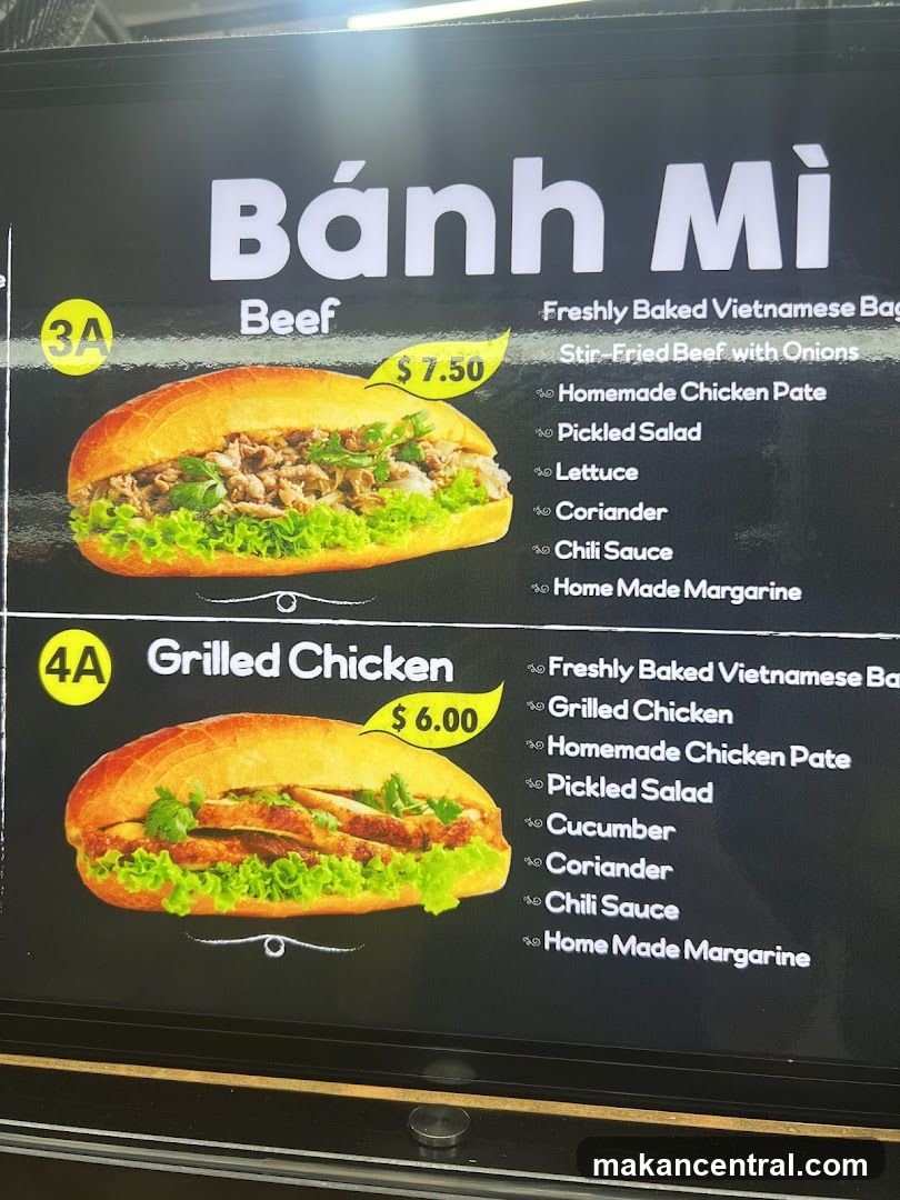 Banh Mi Menu