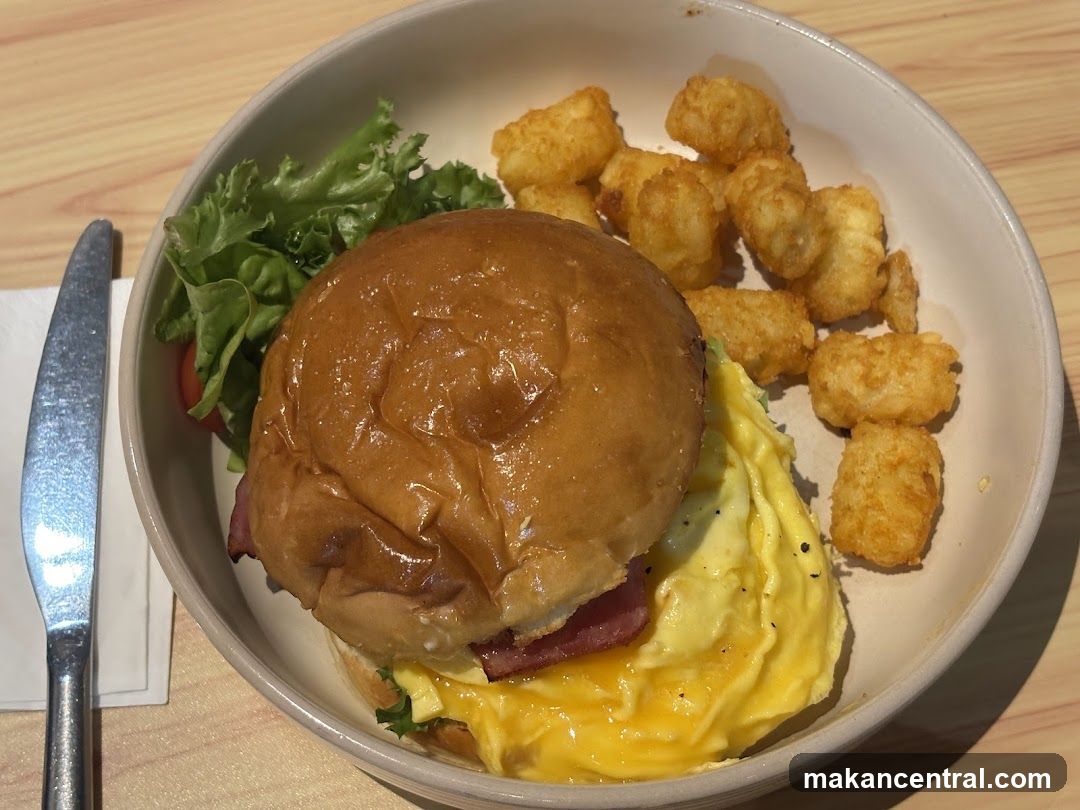 Breakfast Burger with Tater Tots