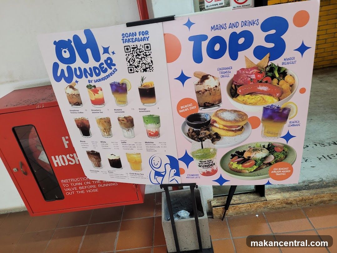 Menu board with food and drink items